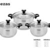 Set de Ollas de Acero c/ tapa de Vidrio 6 piezas Luissant