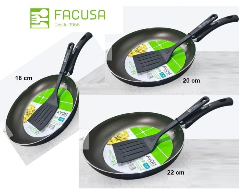 Set de Sartenes Facusa 22cm ,20 cm y 18 cm C/ Espatulas