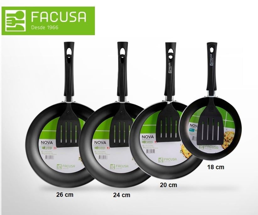 Set de Sartenes Facusa 26cm ,24 cm ,22 cm y 18 cm C/ Espatulas