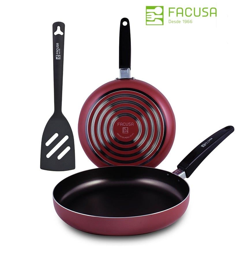Set de Sartenes FACUSA ROJO con espatula