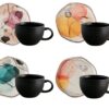 Set de Tazas con platos 8 Piezas Euritmia 249.6cc CORONA