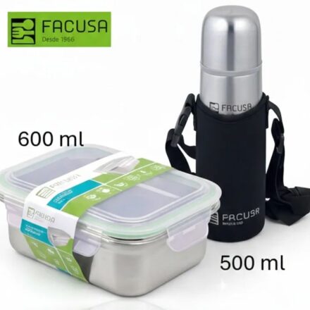Set de Termo Acero Inoxidable FACUSA 500 Ml y Taper Acero Inox. 550 ml