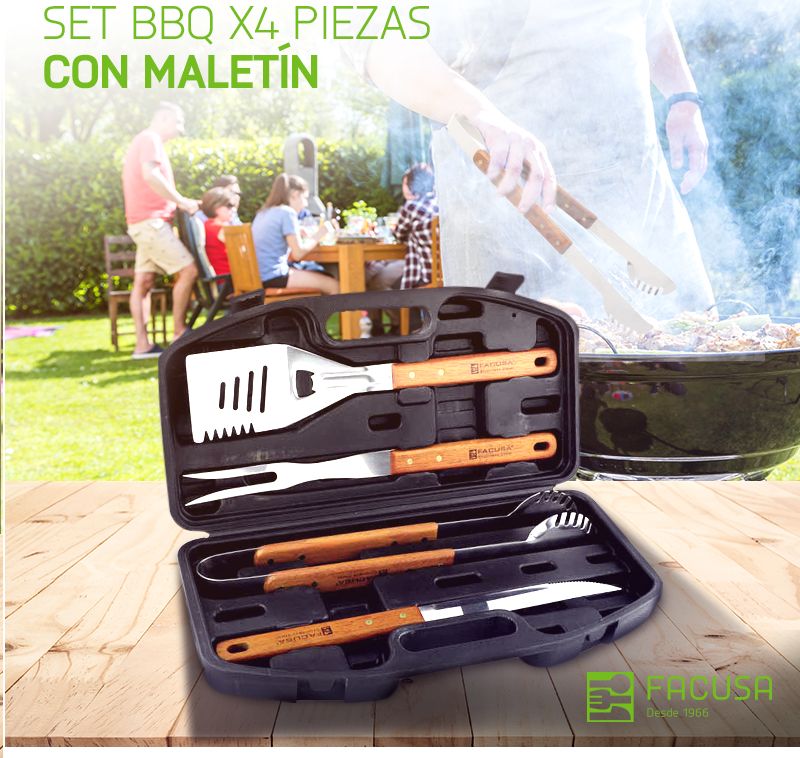 Set de Utensilios para parrillas x 4 piezas BBQ Facusa