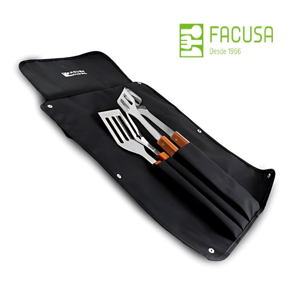 Set de Utensilios x 3 piezas con mandil BBQ Facusa