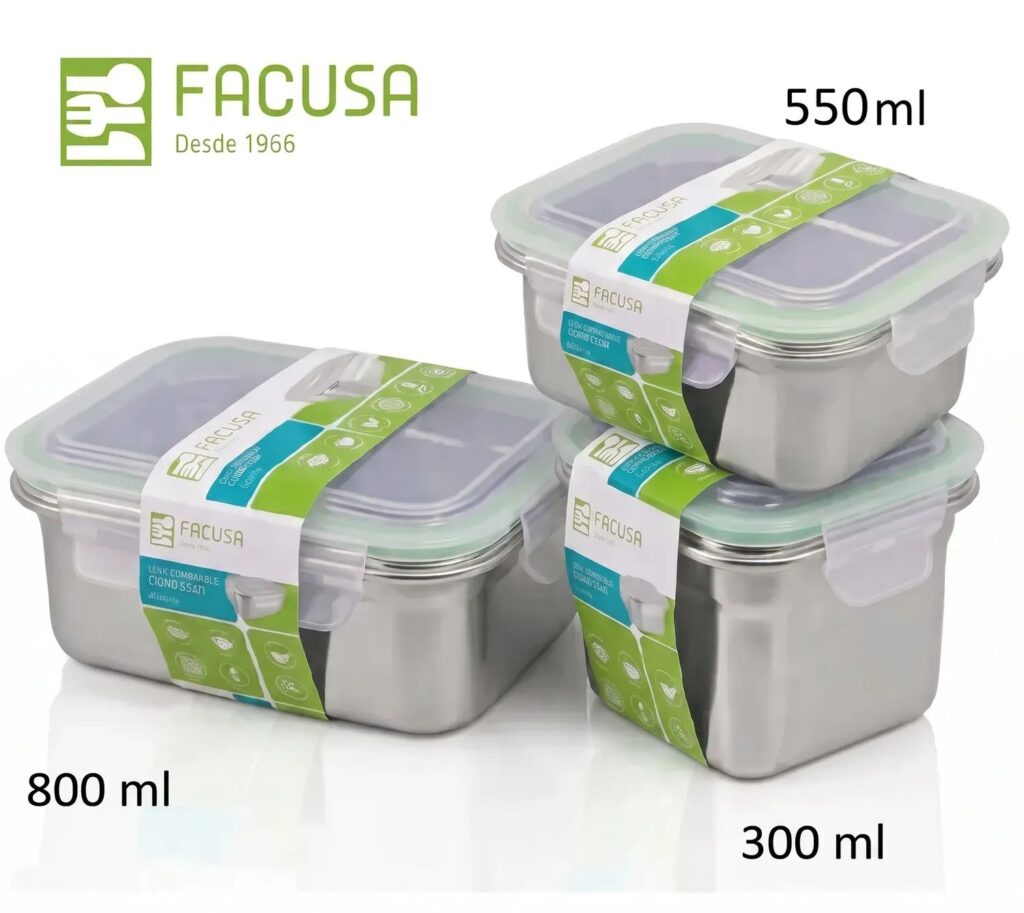 Set X3 Taper ACERO INOXIDABLE FACUSA 800 Ml , 550 Ml y 300 Ml