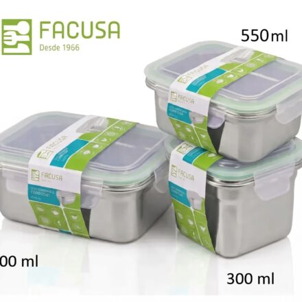 Set X3 Taper ACERO INOXIDABLE FACUSA 800 Ml , 550 Ml y 300 Ml