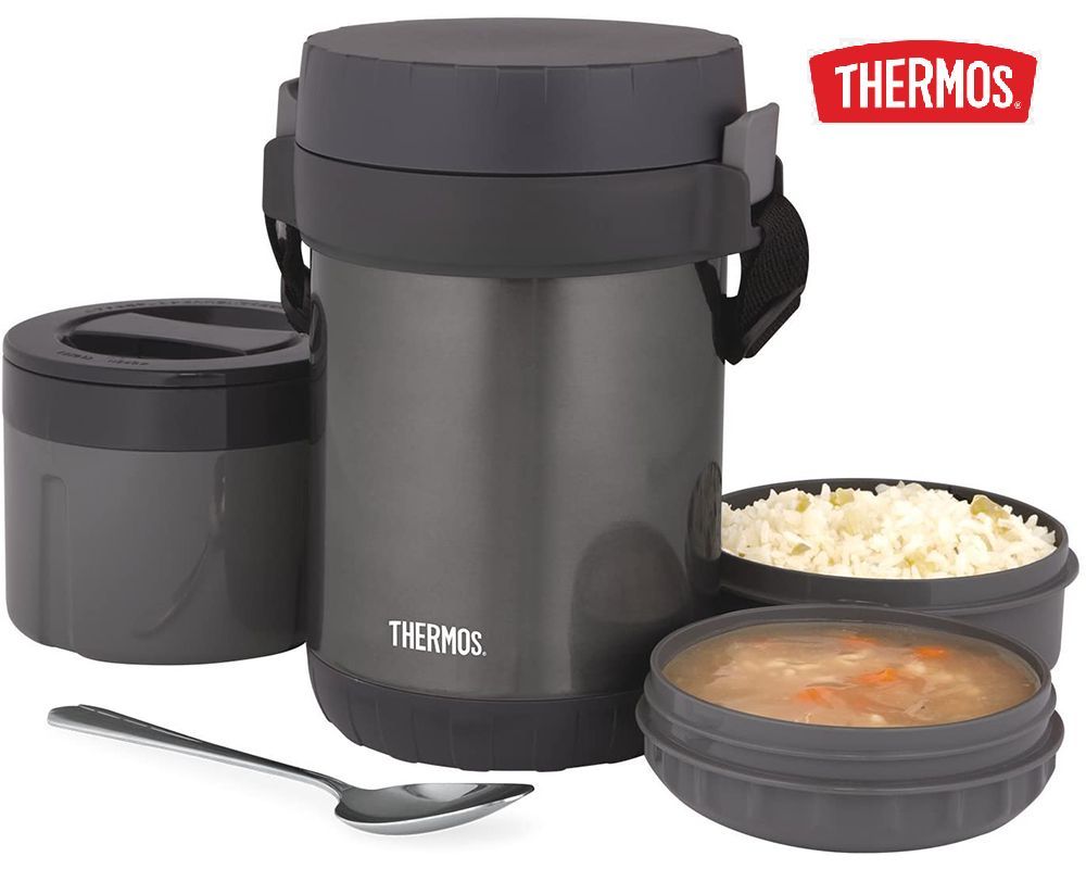 Termo de acero térmico de comida con compartimientos 1.3 lt