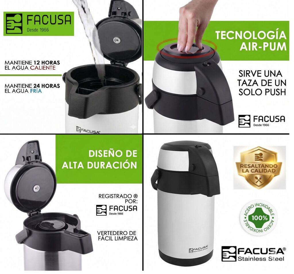 Termo Sifón 5 litros Acero Inoxidable Facusa