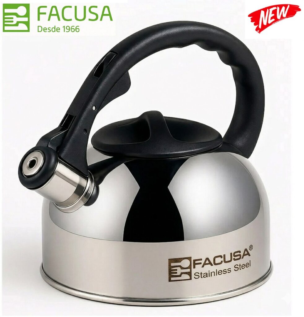Tetera Acero Inoxidable Facusa de 2.50 litros con Silbador 100% GARANTIA