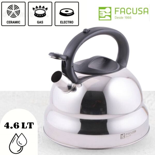 Tetera Acero Inoxidable Facusa de 4.6 litros con Silbador