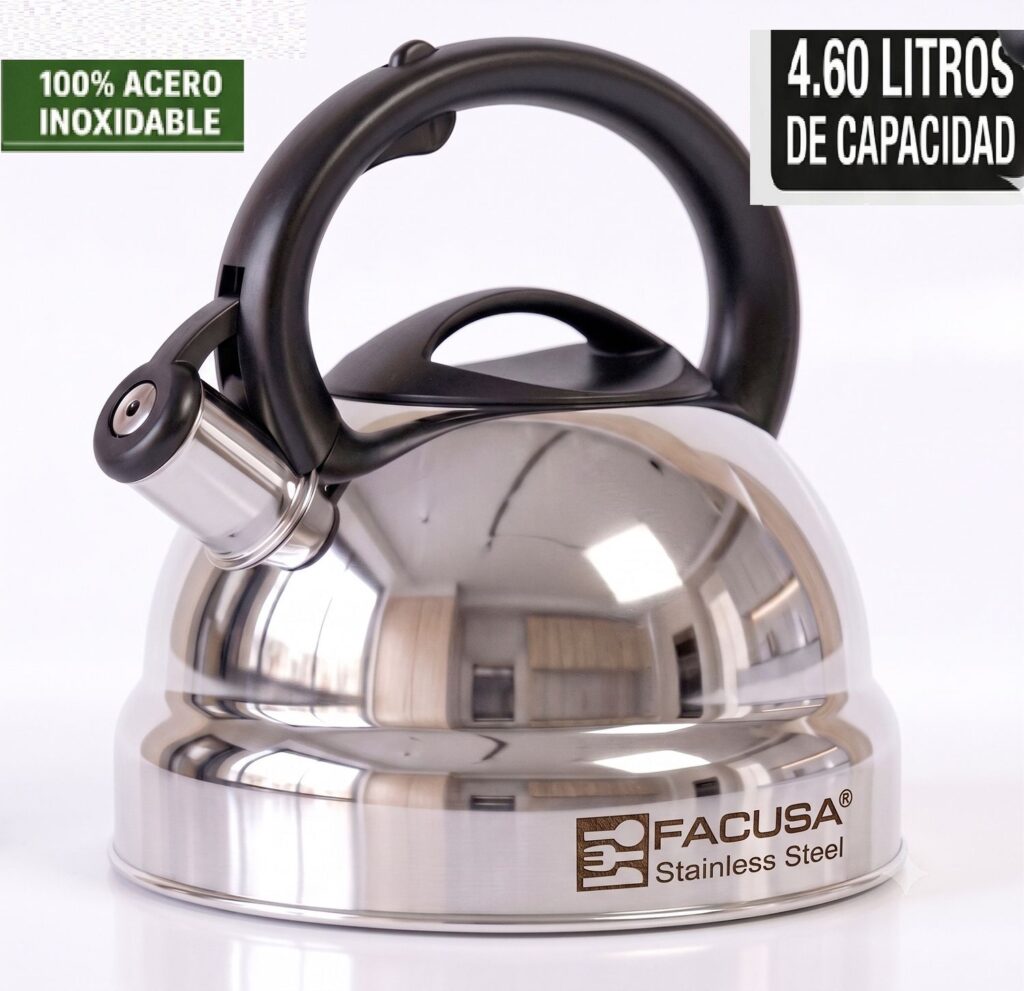 Tetera Acero Inoxidable Facusa de 4.6 litros con Silbador GARANTIA
