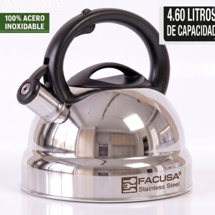 Tetera Acero Inoxidable Facusa de 4.6 litros con Silbador GARANTIA