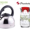 Tetera Acero Inoxidable Facusa y Jarra con Tapa Pasabahce