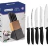 TRAMONTINA JUEGO DE CUCHILLOS CON TACO DE ACERO INOX