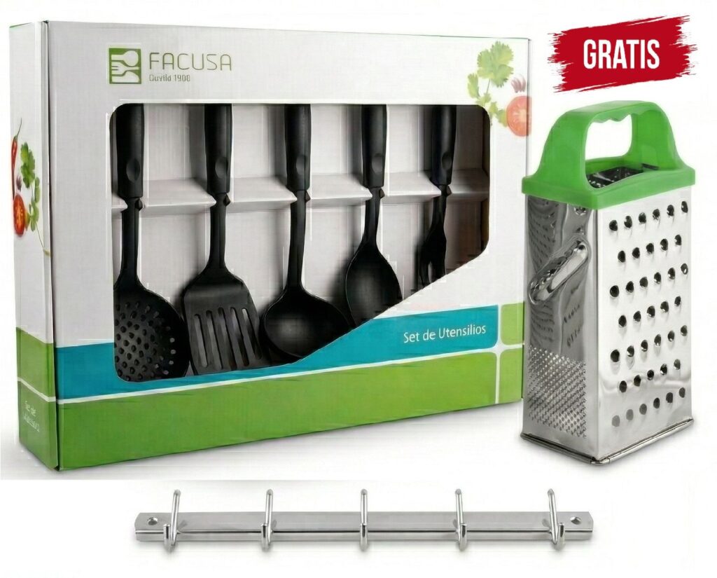 Utensilios de Nylon x 5 piezas CON REGALO Facusa