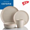Vajilla Corona Caoba Beige 16 Piezas Porcelana Apta Lavavajillas