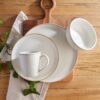 Vajilla Corona Caoba Beige 16 Piezas Porcelana Apta Lavavajillas