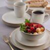 Vajilla Corona Caoba Beige 16 Piezas Porcelana Apta Lavavajillas